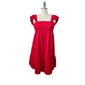 Shein Women's Mini Dress Size M Red Seersucker Tie Back